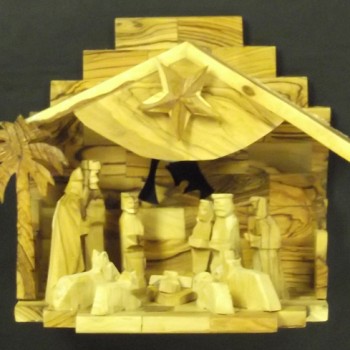 Musical Olivewood Nativity Scene